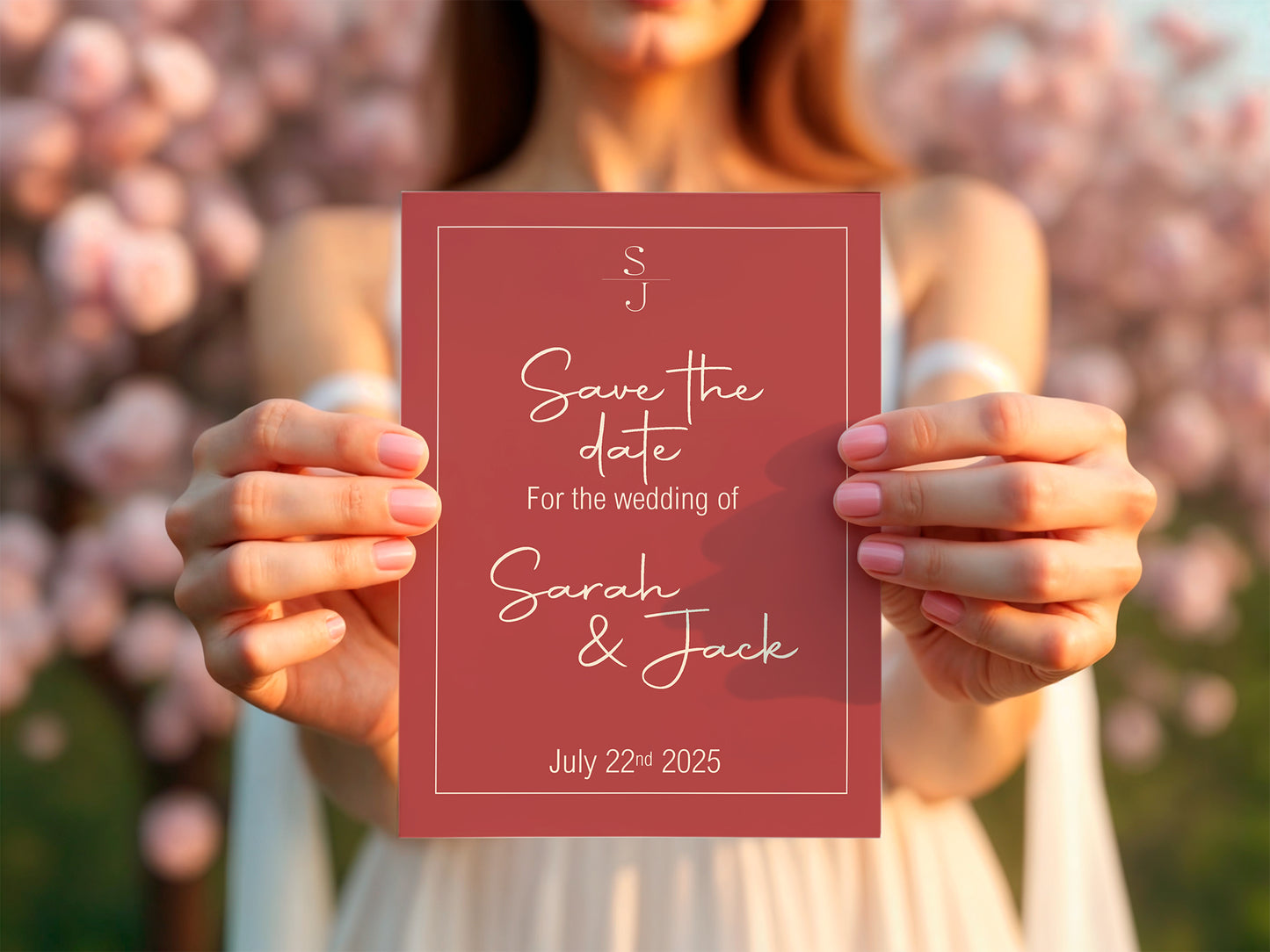 Rosewood Save The Date Wedding Party Cards & Envelopes | Pack of 10