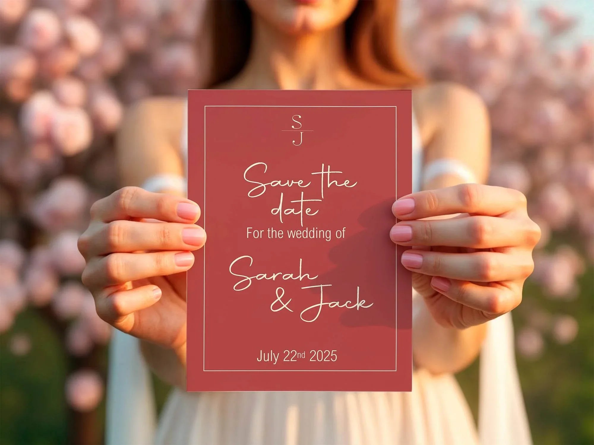 Rosewood Save The Date Wedding Party Cards & Envelopes | Pack of 10 - Larosier Prints