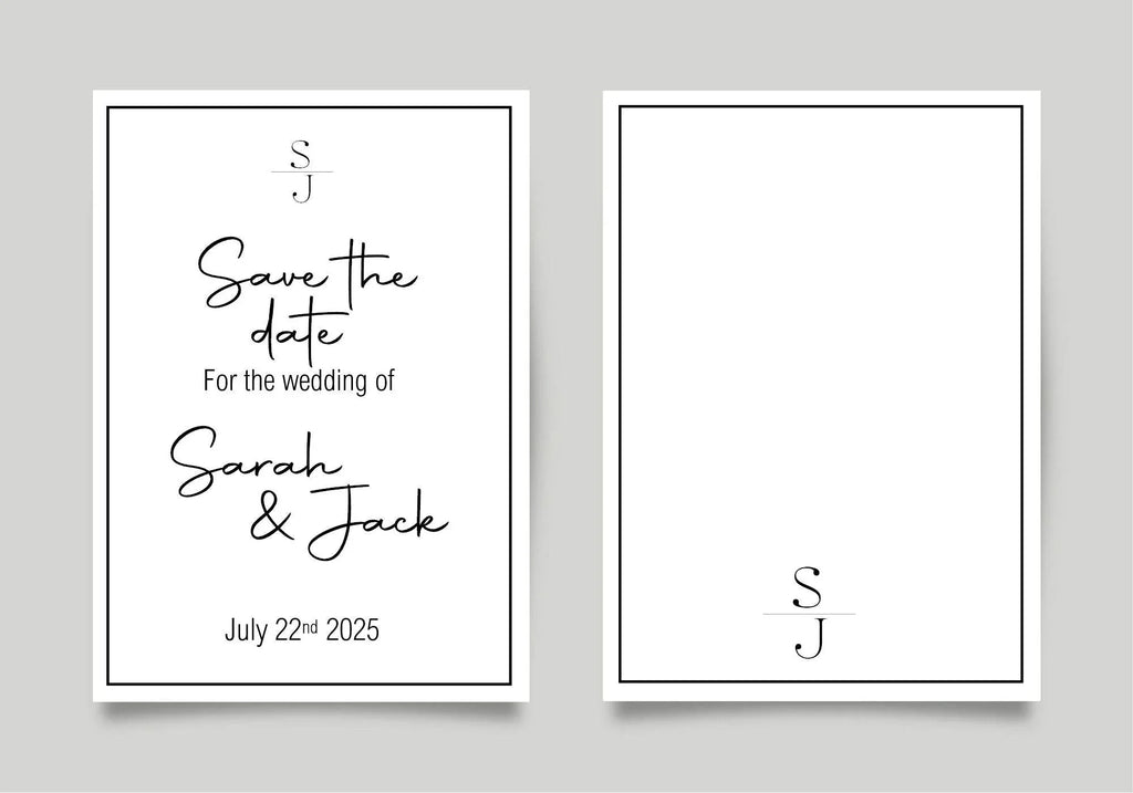 Minimalist Save The Date Wedding Party Cards & Envelopes | Pack of 10 - Larosier Prints