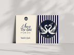 Celestial Swan Save the Date card mock-up