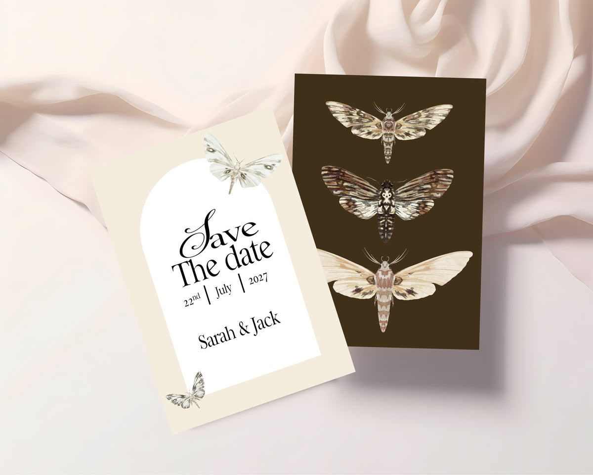 Dark Romance Vintage Moth Save the Date Cards | Pack of 10 | 14. Save the date 3