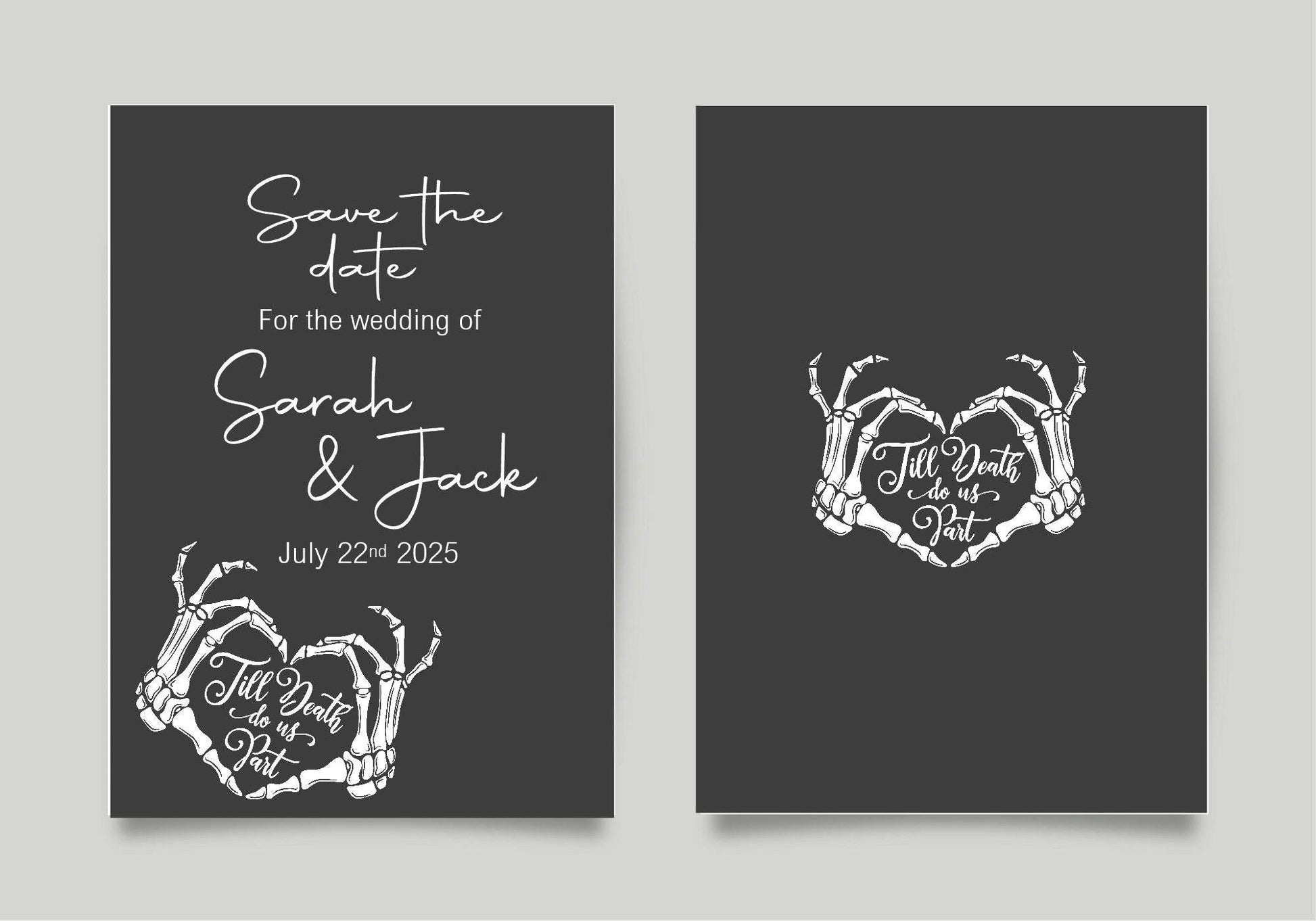 Gothic Save The Date Wedding Party Cards & Envelopes | Pack of 10