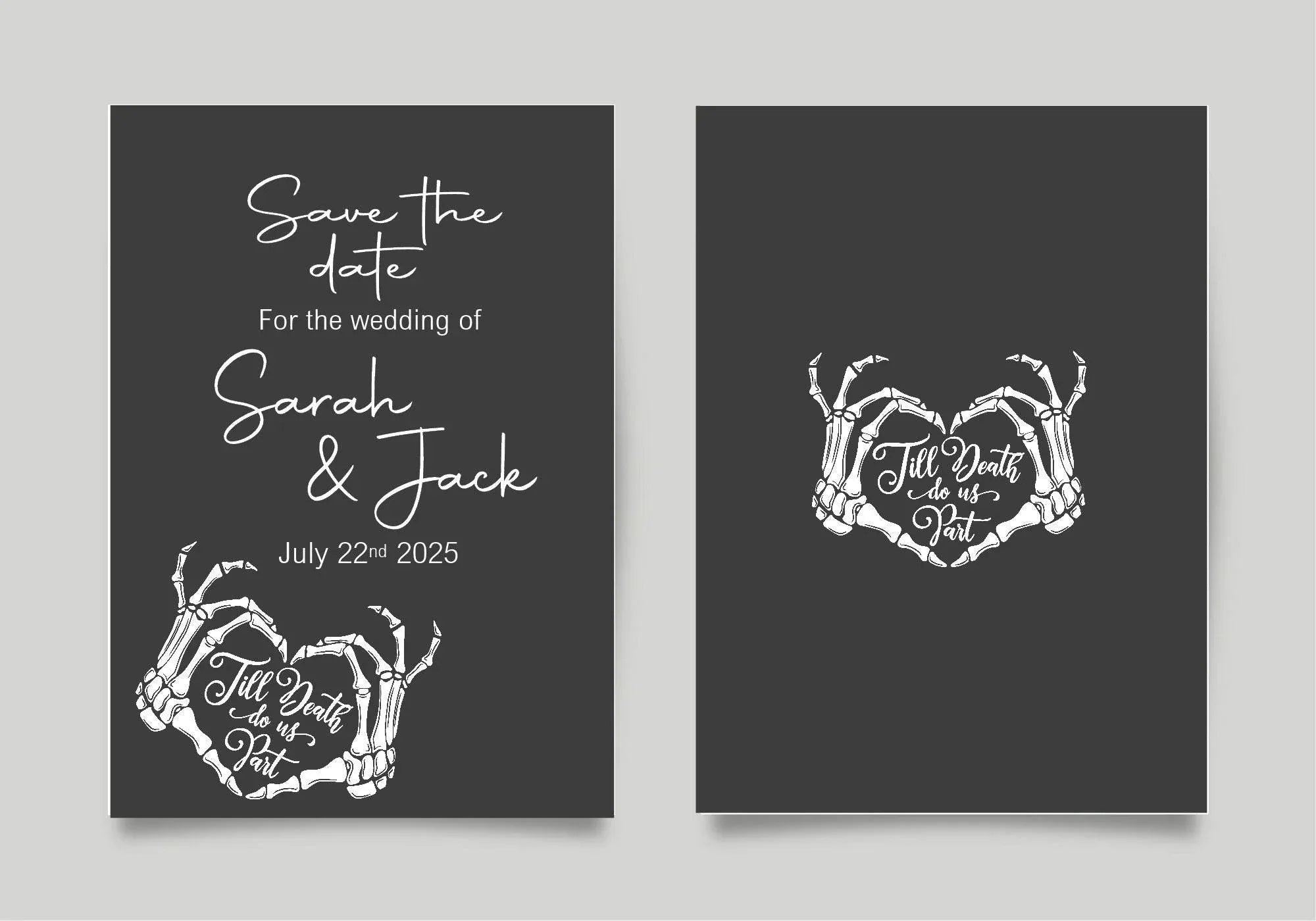 Gothic Save The Date Wedding Party Cards & Envelopes | Pack of 10 - Larosier Prints