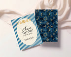Blue Celestial personalised save the date cards and envelopes