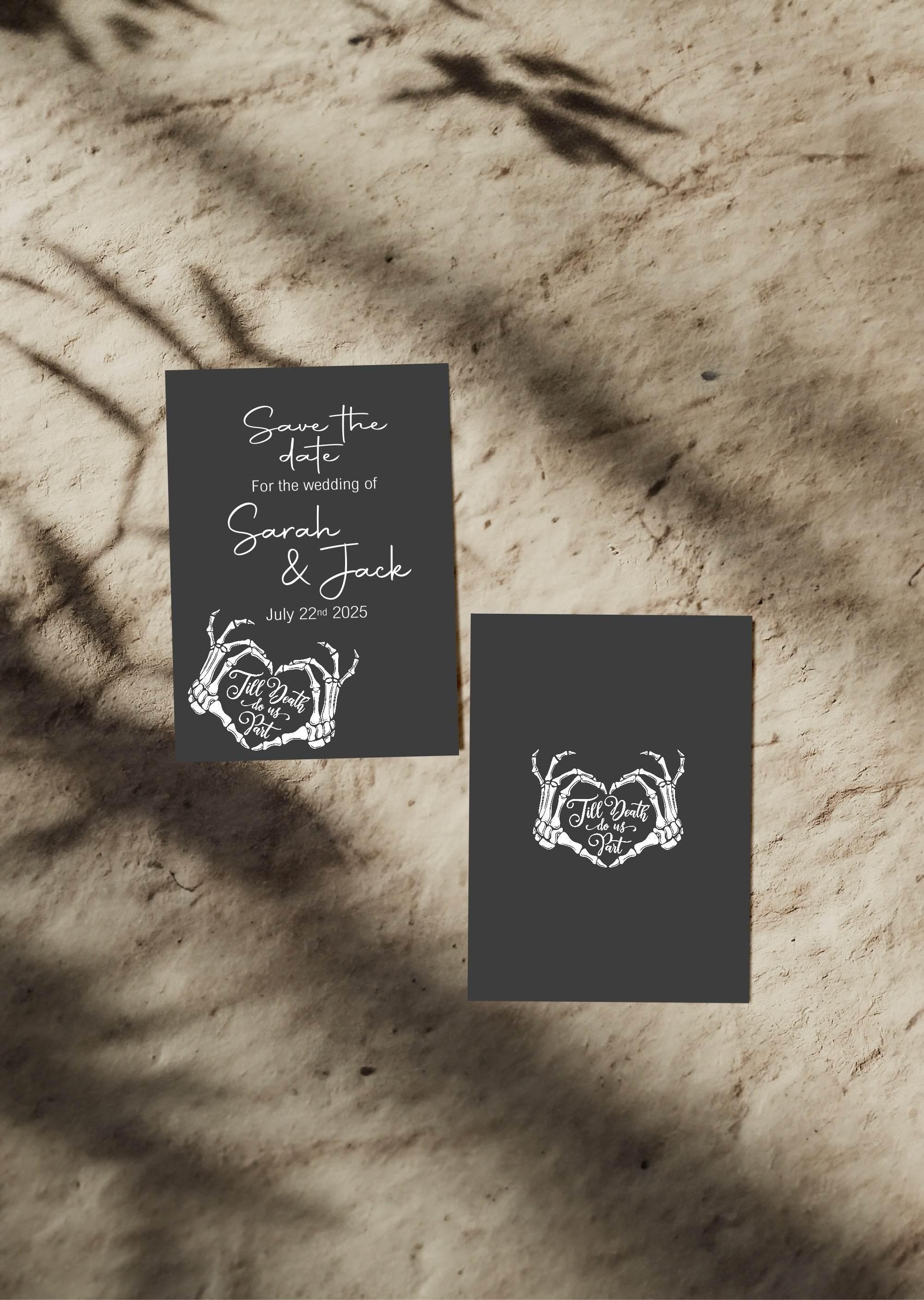 Gothic Save The Date Wedding Party Cards & Envelopes | Pack of 10 - Larosier Prints