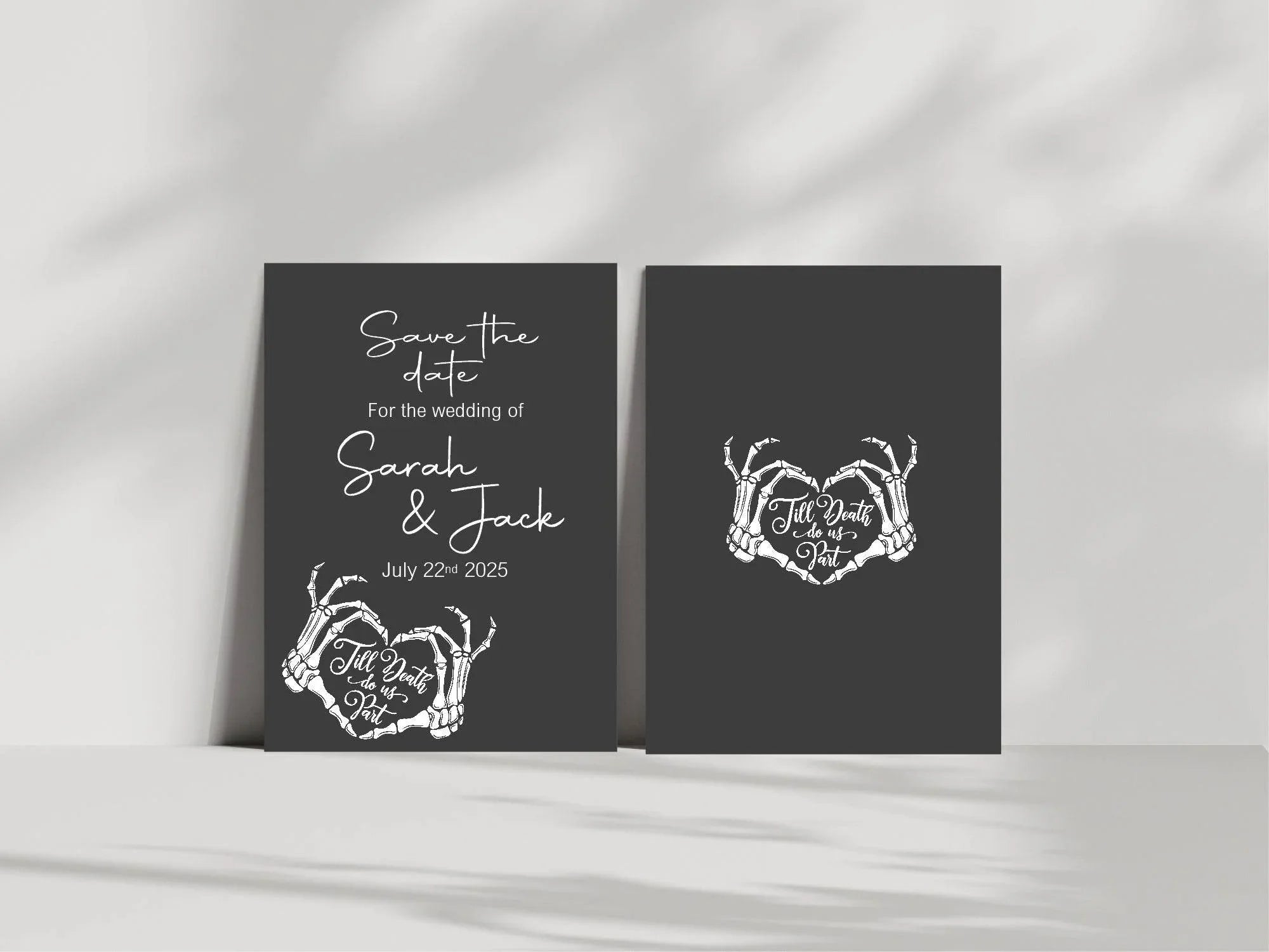 Gothic Save The Date Wedding Party Cards & Envelopes | Pack of 10 - Larosier Prints