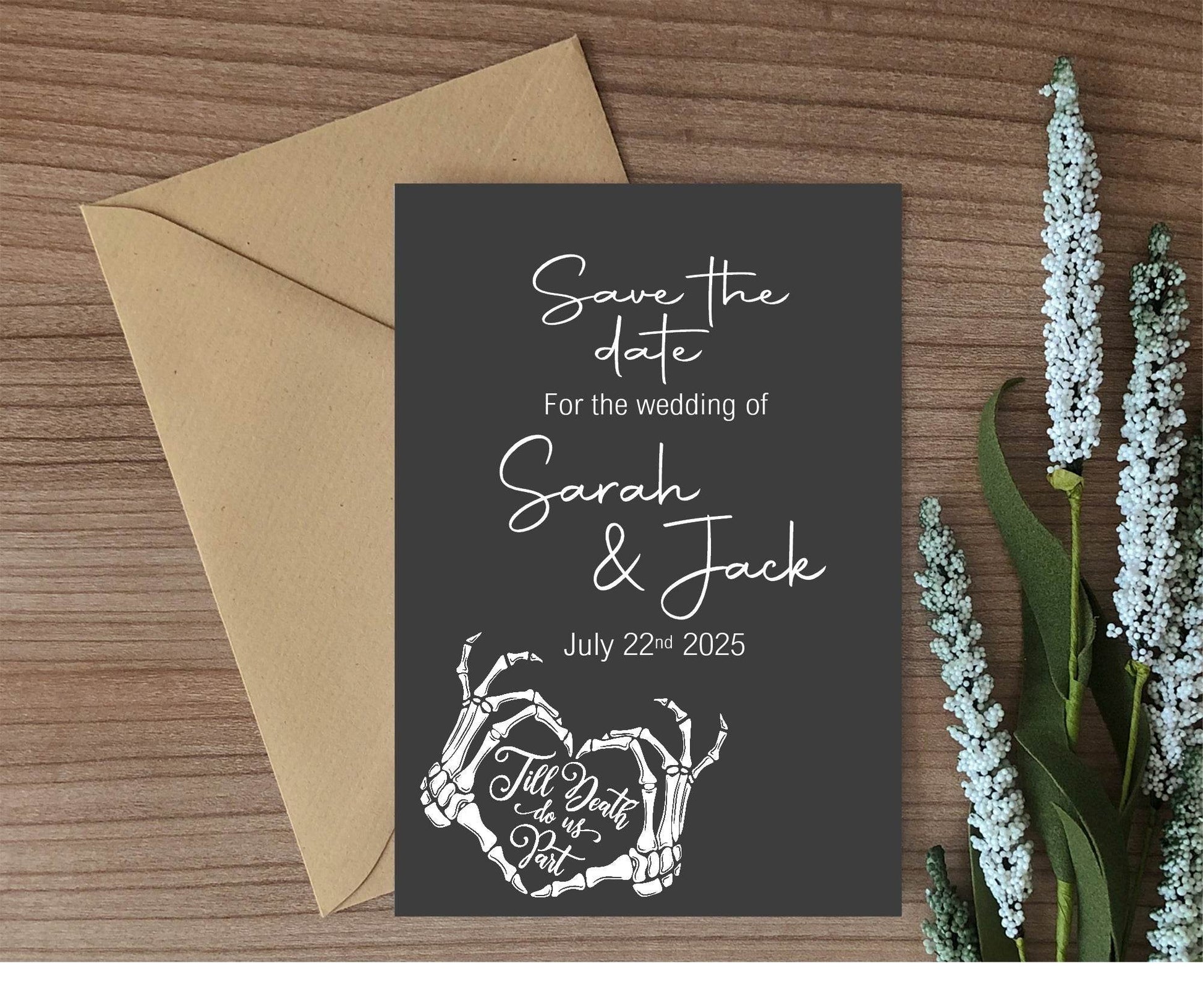 Gothic Save The Date Wedding Party Cards & Envelopes | Pack of 10