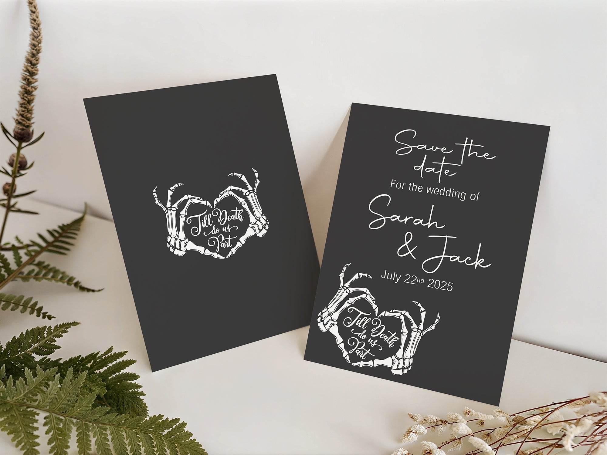 Gothic Save The Date Wedding Party Cards & Envelopes | Pack of 10 - Larosier Prints