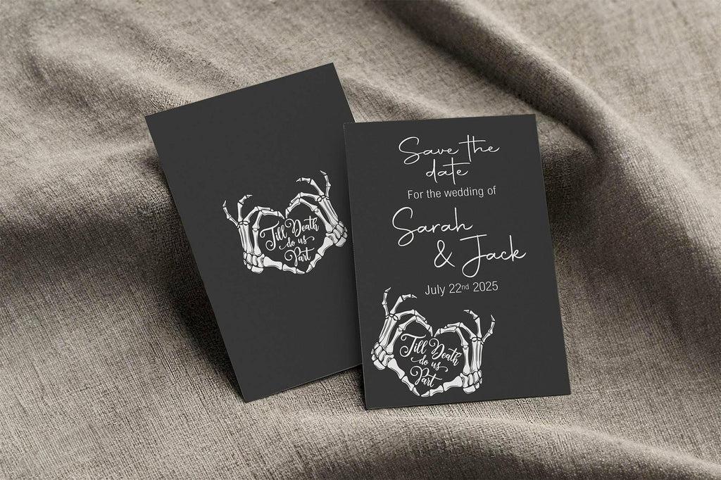 Gothic Save The Date Wedding Party Cards & Envelopes | Pack of 10 - Larosier Prints