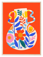 Floral Jug On Red Background Print | Abstract Wall Art - Larosier Prints