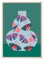 Floral Jug On Teal Background Print | Abstract Wall Art - Larosier Prints