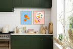 Oranges On Checked Picnic Blanket Print | Kitchen Wall Art - Larosier Prints