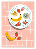 Fruit On Checked Picnic Blanket Print | Kitchen Wall Art - Larosier Prints