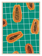 Papaya On Checked Picnic Blanket Print | Kitchen Wall Art - Larosier Prints