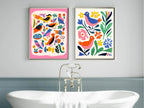 Birds On Pink Background Print | Abstract Wall Art - Larosier Prints