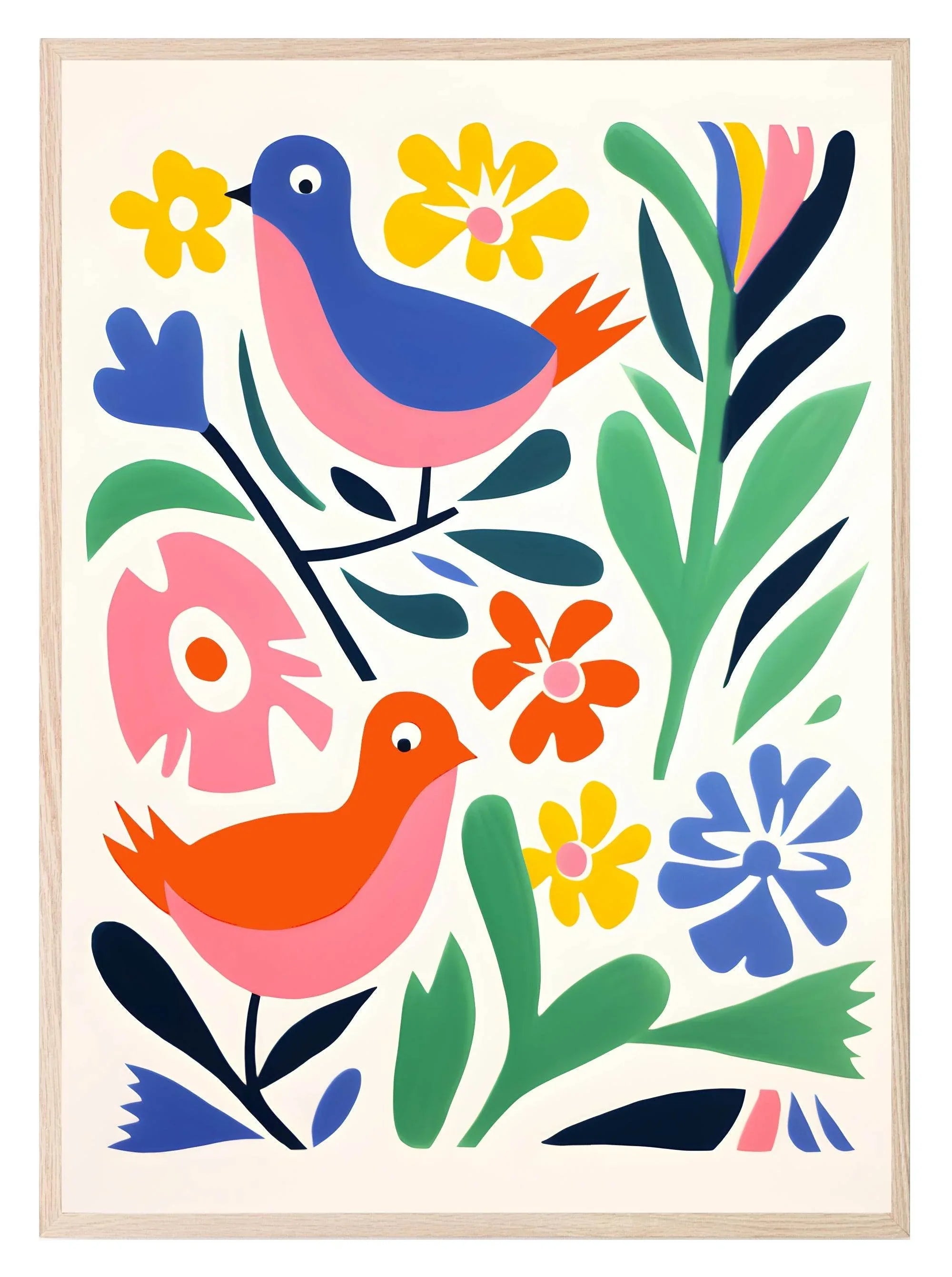 Birds On White Background Print | Abstract Wall Art - Larosier Prints