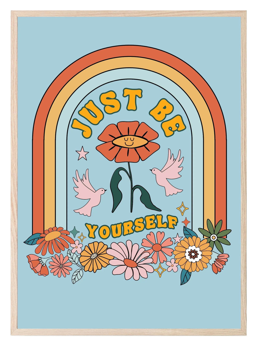 Retro Just Be Yourself Print | Inspirational Wall Art - Larosier Prints