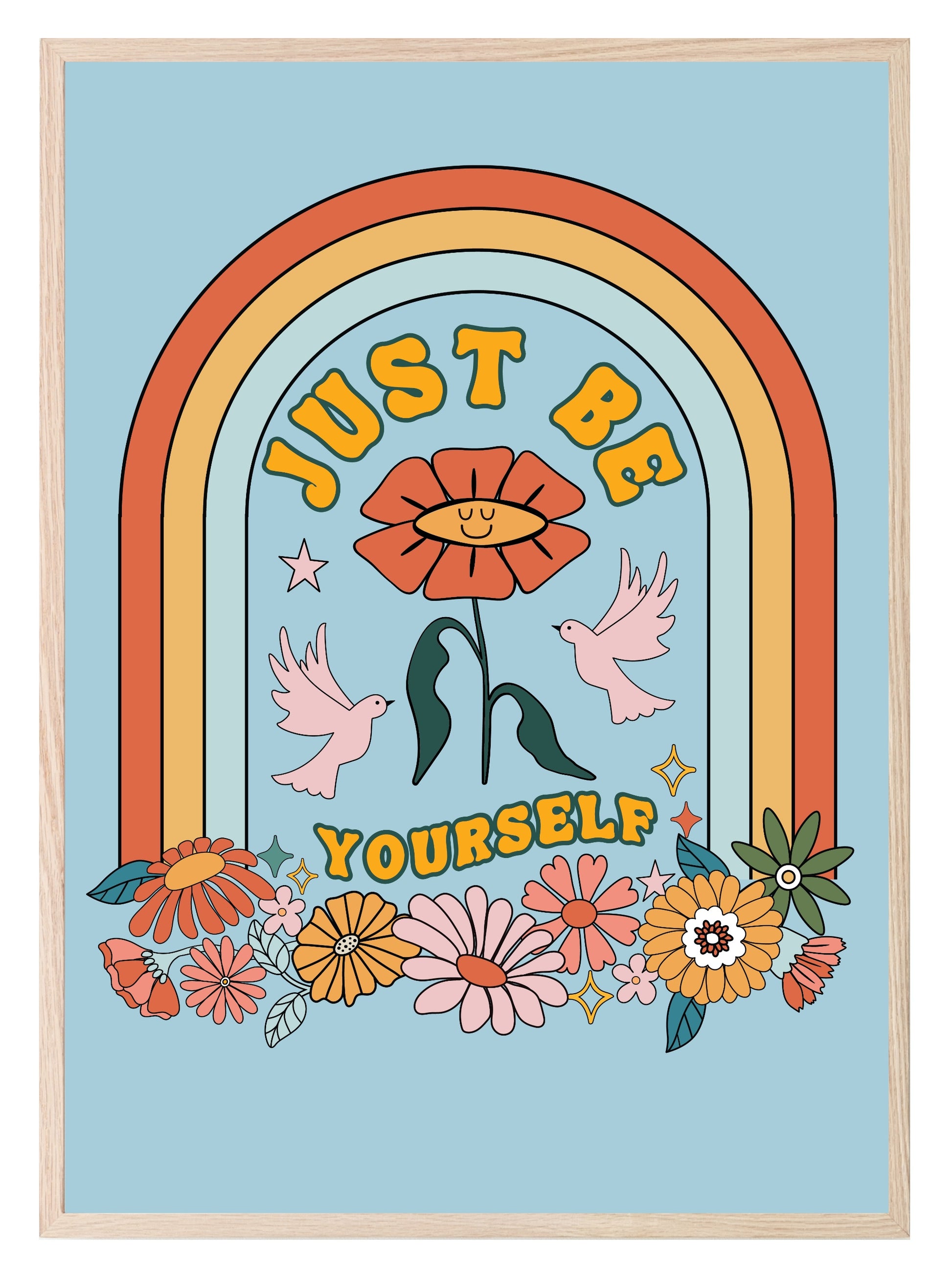 Retro Just Be Yourself Print | Inspirational Wall Art