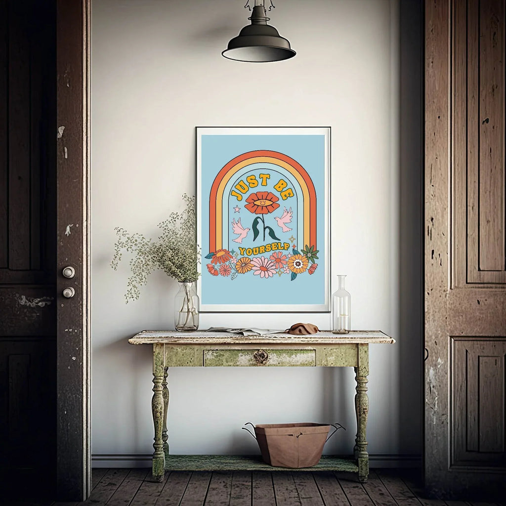 Retro Just Be Yourself Print | Inspirational Wall Art - Larosier Prints