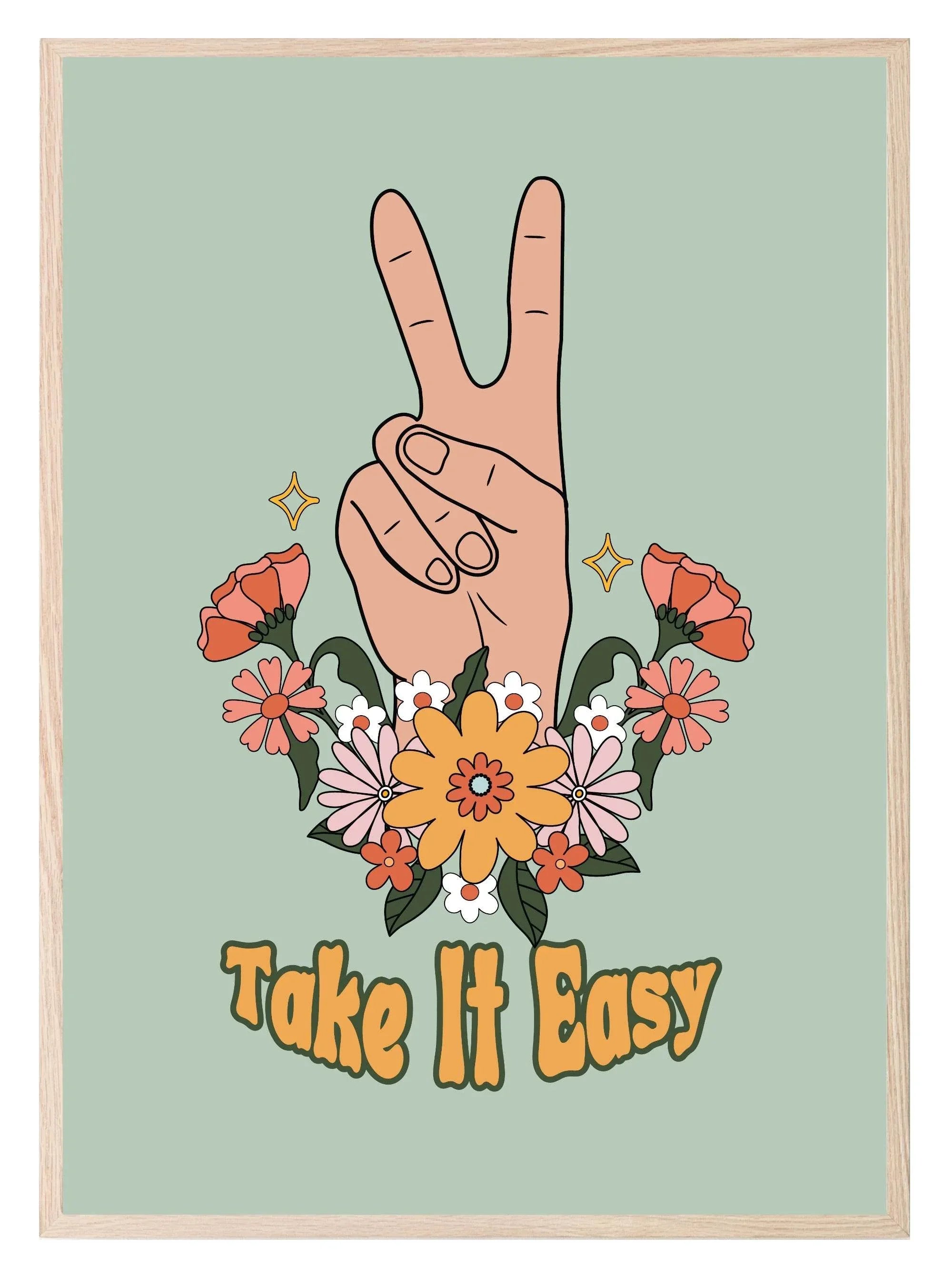 Take It Easy - Peace Sign Print | Inspirational Wall Art - Larosier Prints