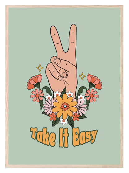 Take It Easy - Peace Sign Print | Inspirational Wall Art