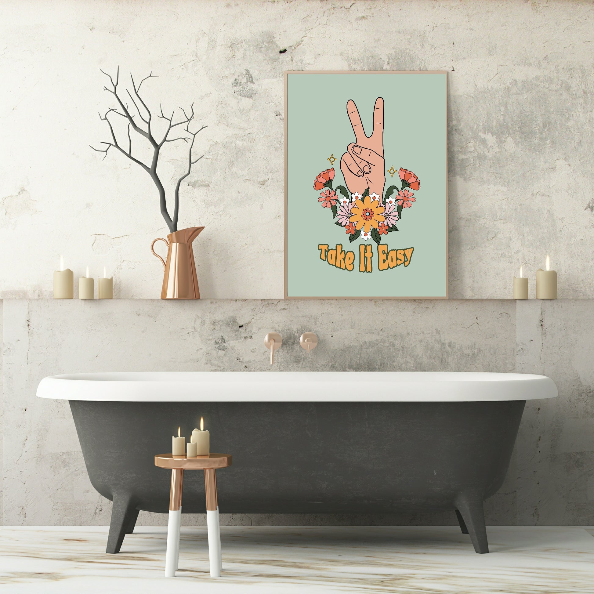 Take It Easy - Peace Sign Print | Inspirational Wall Art