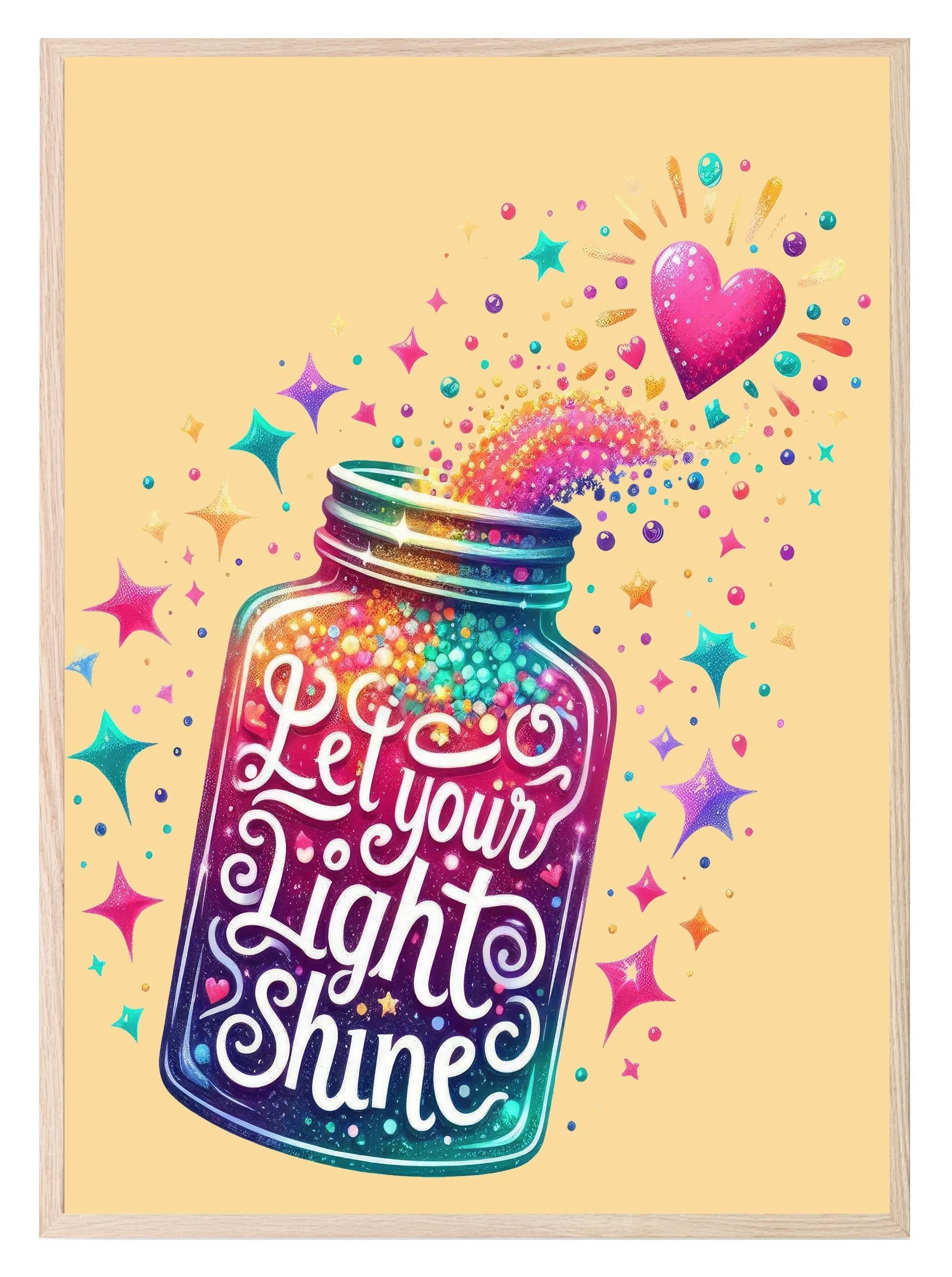 Let Your Light Shine Print | Jar Of Inspiration Kids Wall Art - Larosier Prints