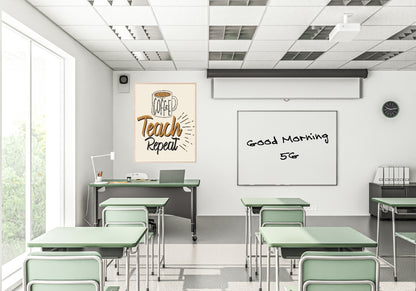 Coffee Teach Repeat Print | Teacher Wall Art Gift