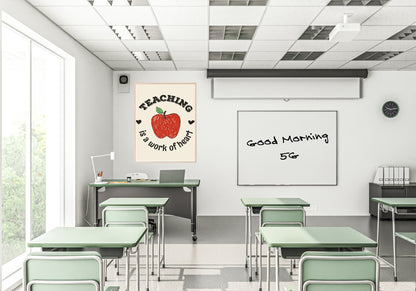 Teaching Is A Work Of Heart Print | Teacher Wall Art Gift