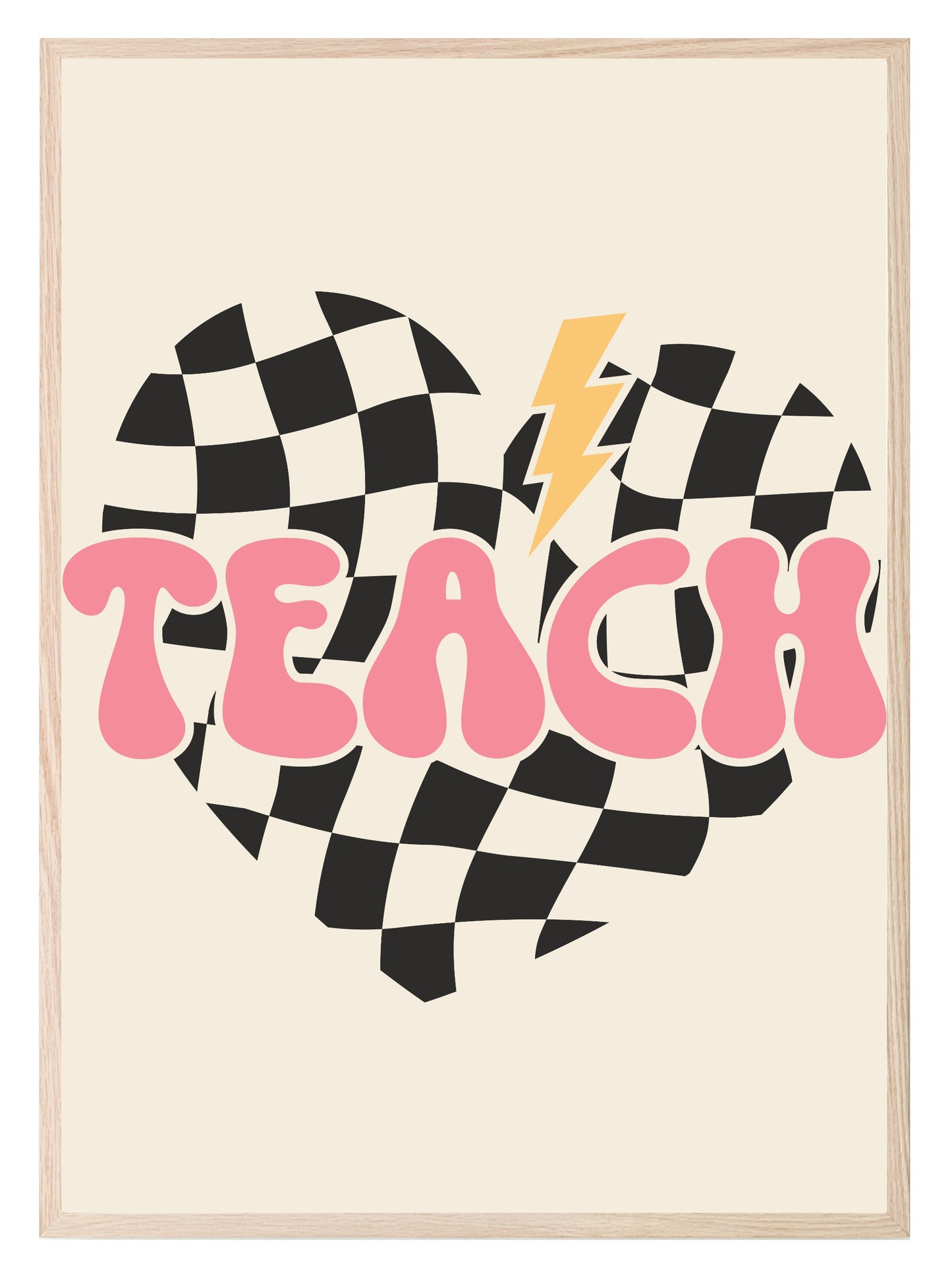 Retro Heart Teach Print | Teacher Wall Art Gift