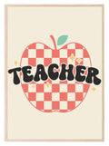 Retro Apple Teacher Life Print | Teacher Wall Art Gift - Larosier Prints