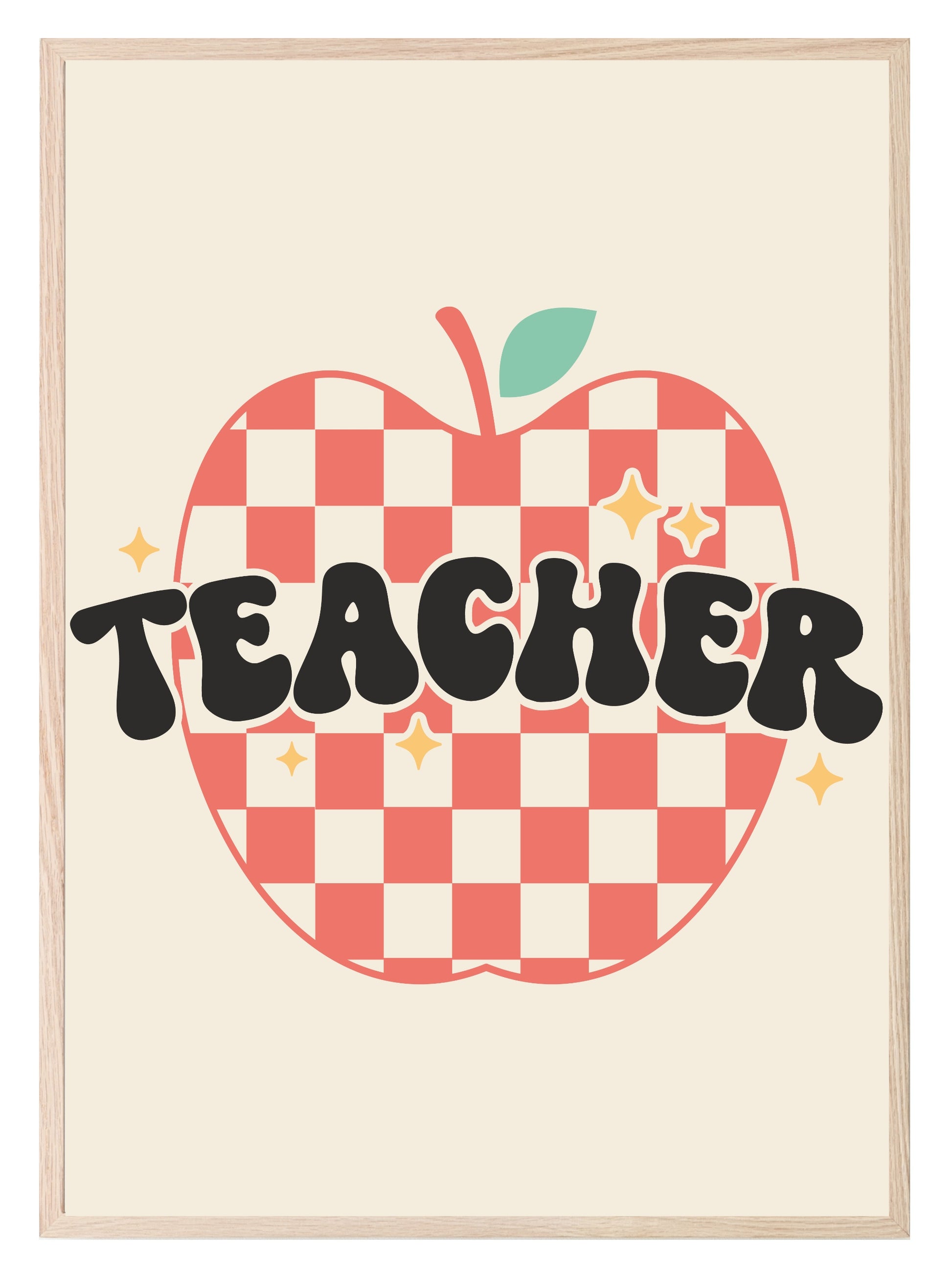 Retro Apple Teacher Life Print | Teacher Wall Art Gift