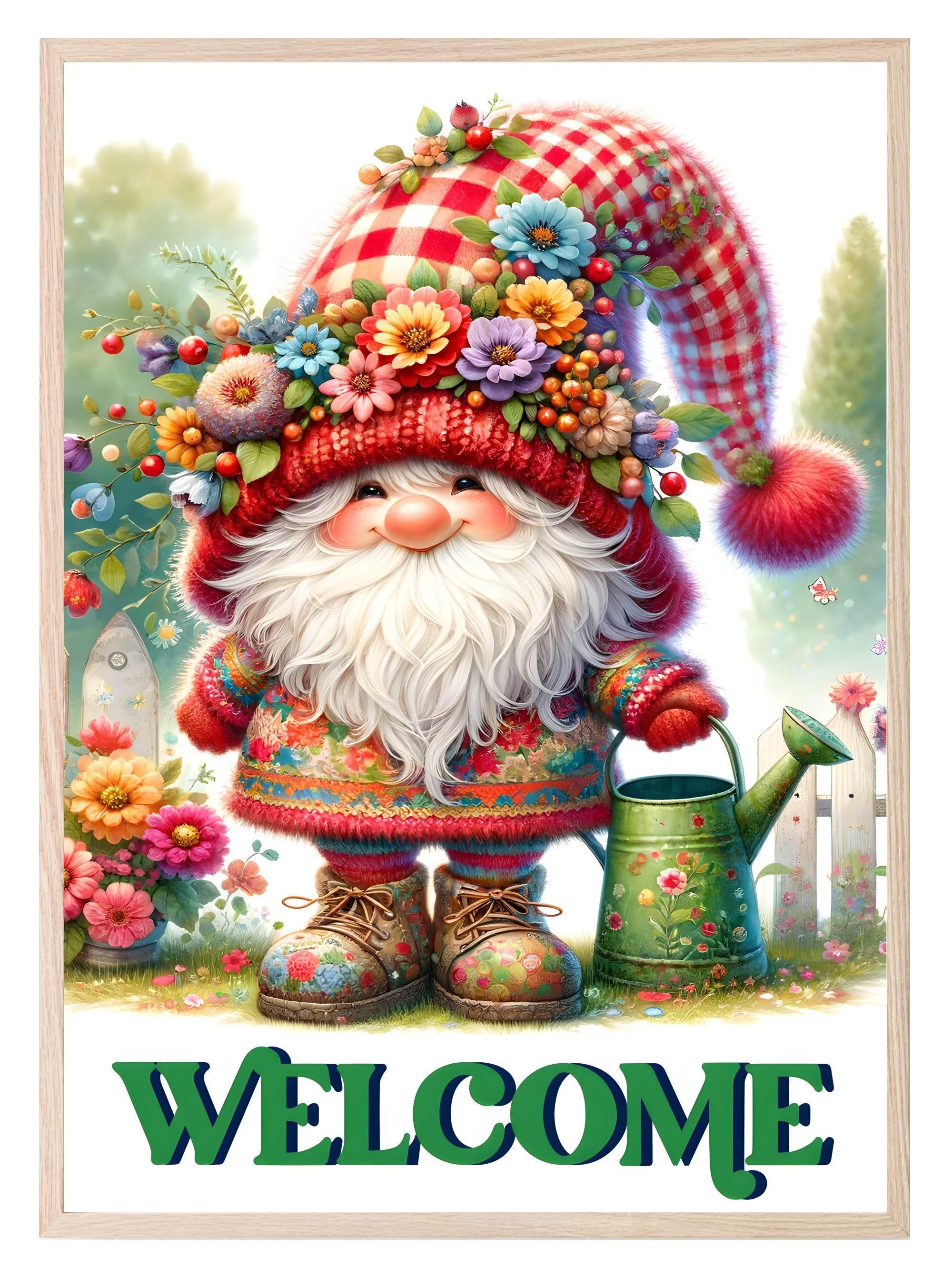 Welcome Gnome Print | Gardening Wall Art - Larosier Prints