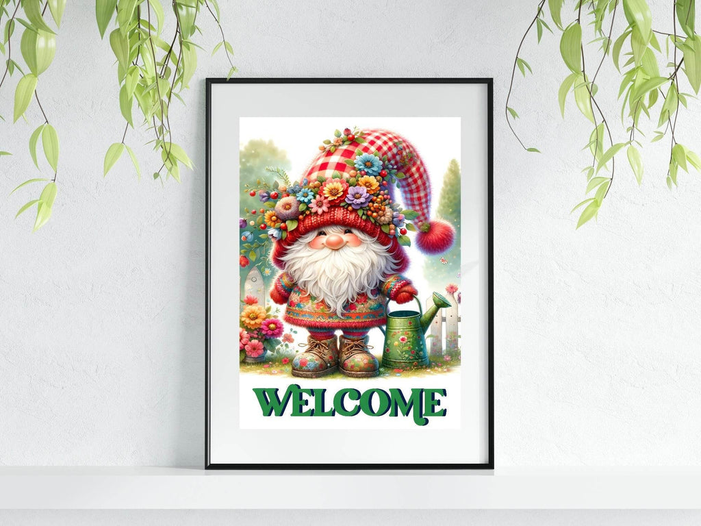 Welcome Gnome Print | Gardening Wall Art - Larosier Prints