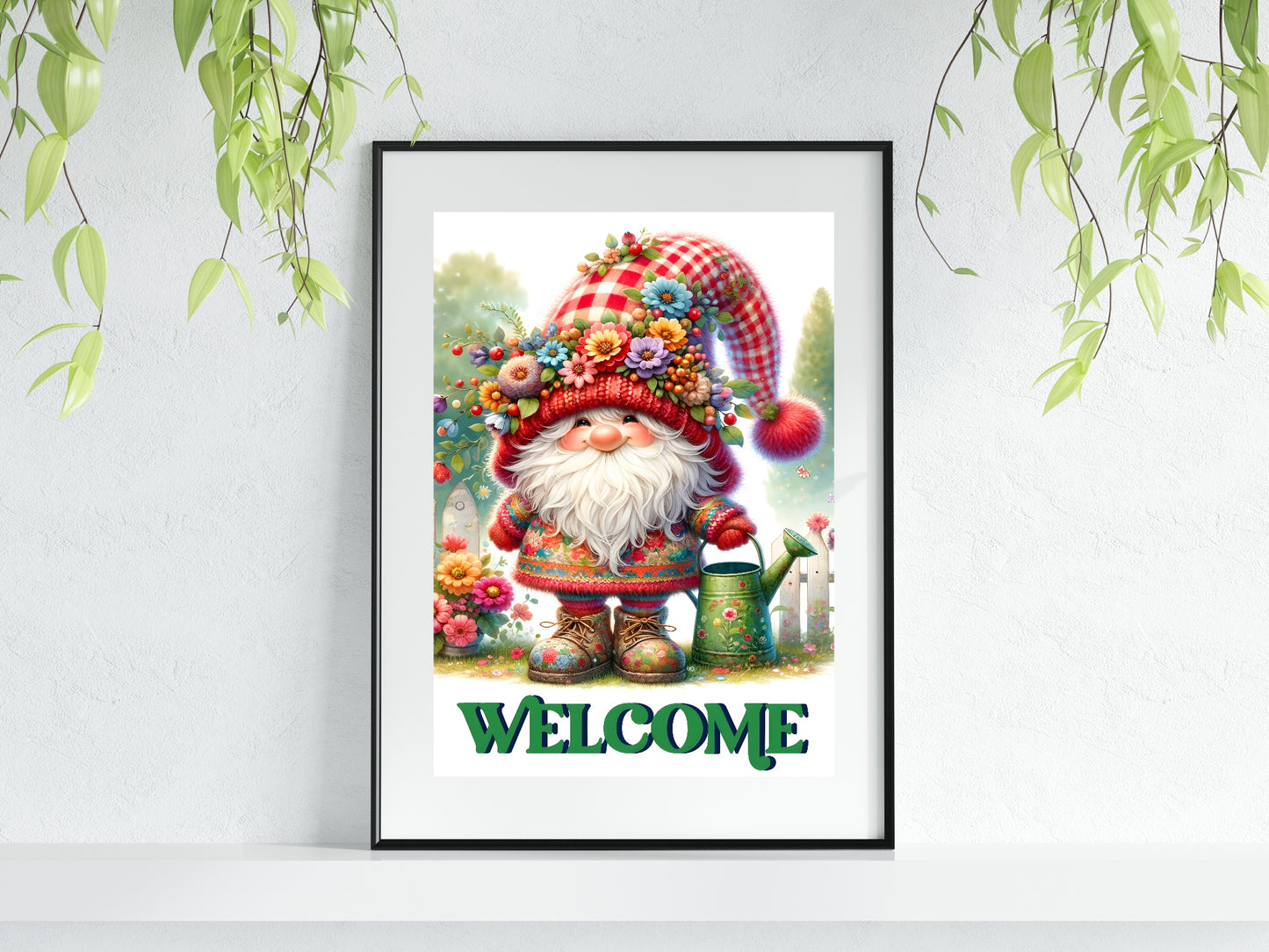 Welcome Gnome Print | Gardening Wall Art