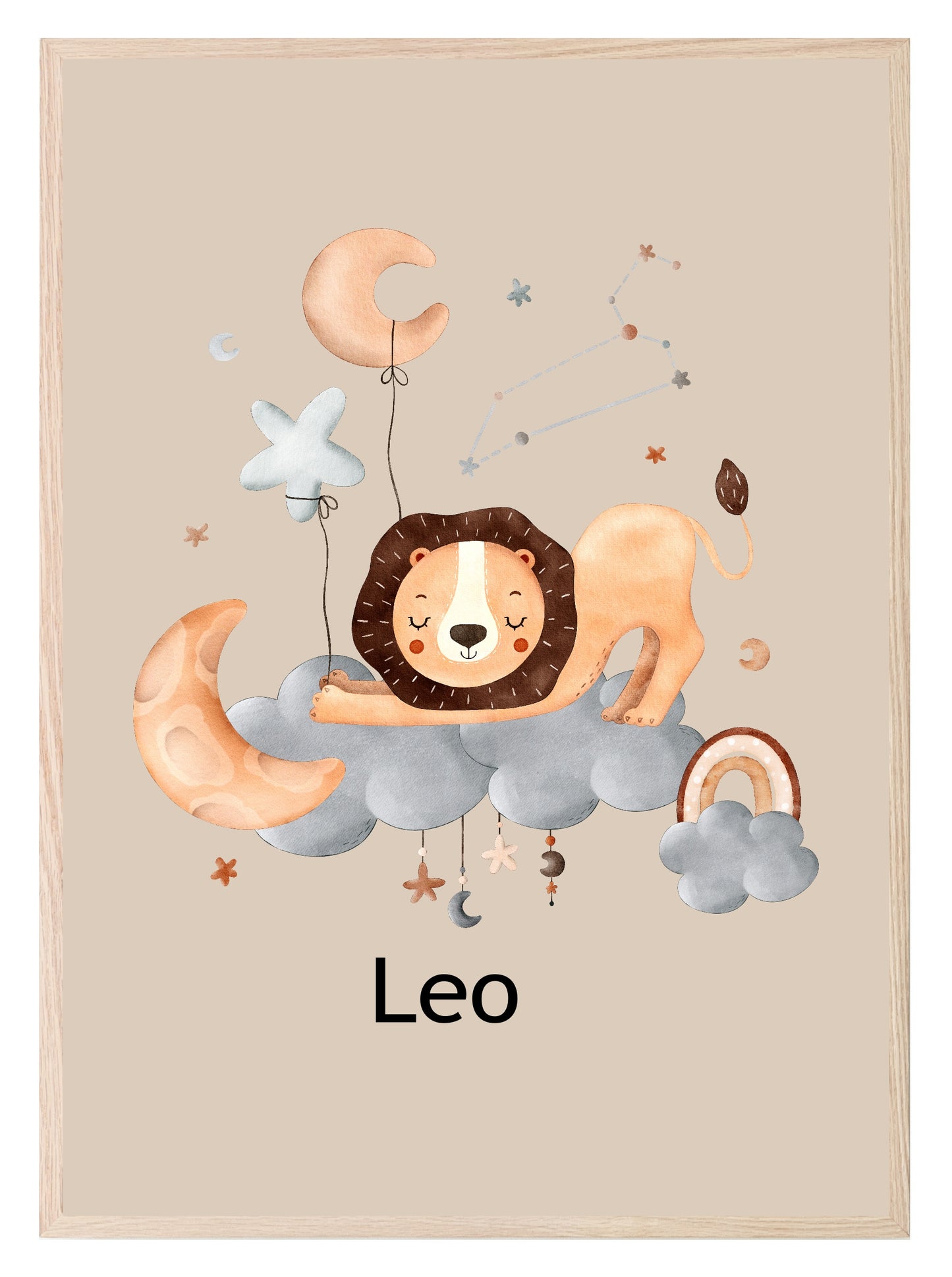 Kids Star Sign Print | Zodiac Birthday Wall Art Leo