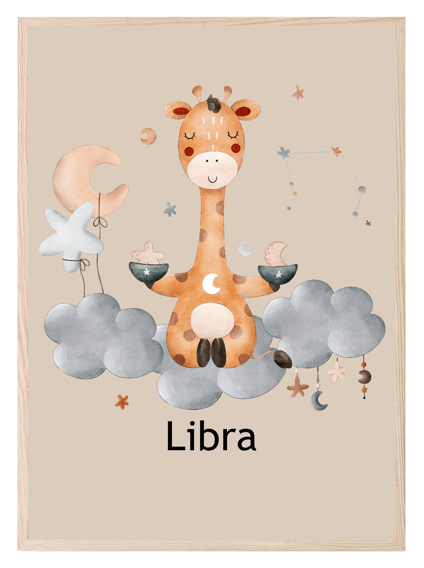 Kids Star Sign Print | Zodiac Birthday Wall Art Libra