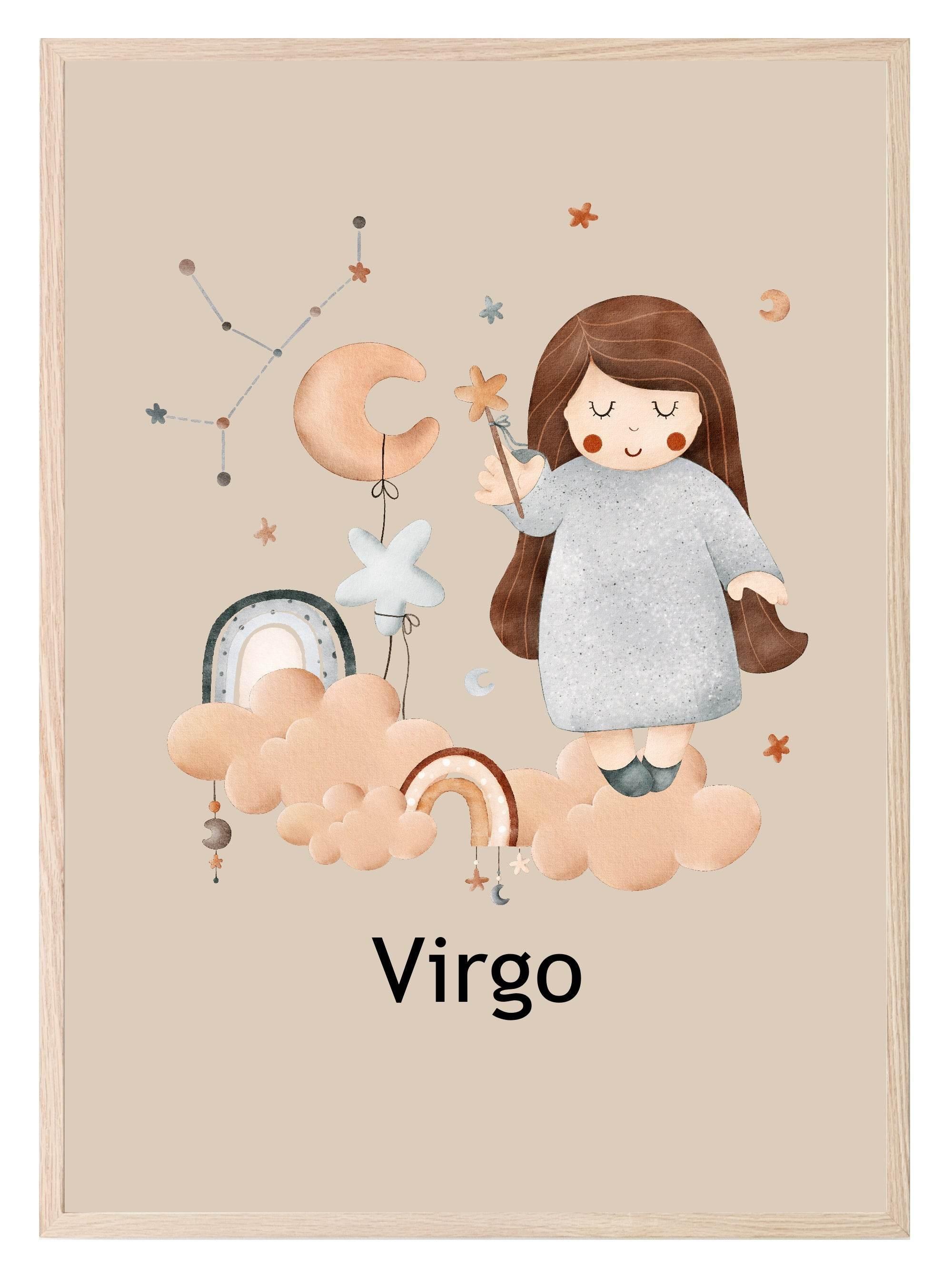 Kids Star Sign Print | Zodiac Birthday Wall Art - Larosier Prints