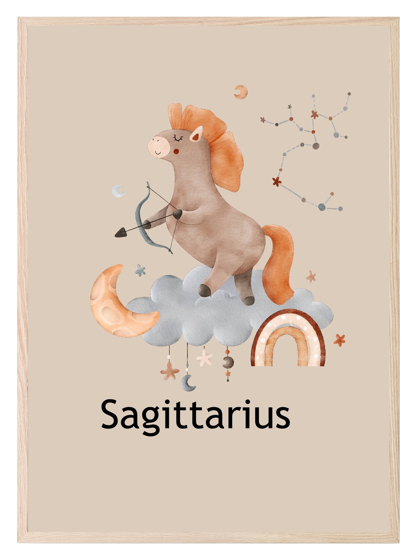 Kids Star Sign Print | Zodiac Birthday Wall Art Sagittarius