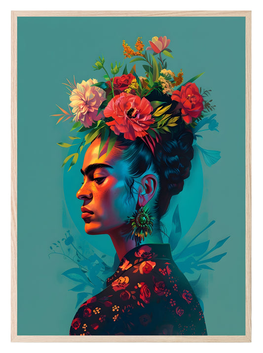 Frida Kahlo Inspired Print | Floral Wall Art