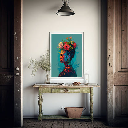 Frida Kahlo Inspired Print | Floral Wall Art