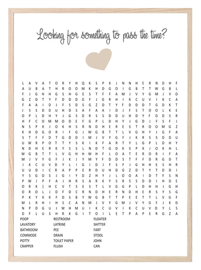 Bathroom Word Search Print | Toilet Humour Wall Art