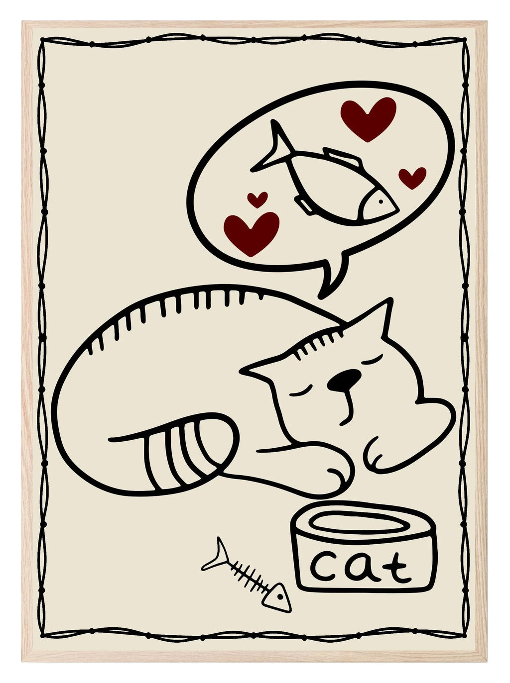 Cat Print | Sweet Dreams | Nursery Wall Art - Larosier Prints