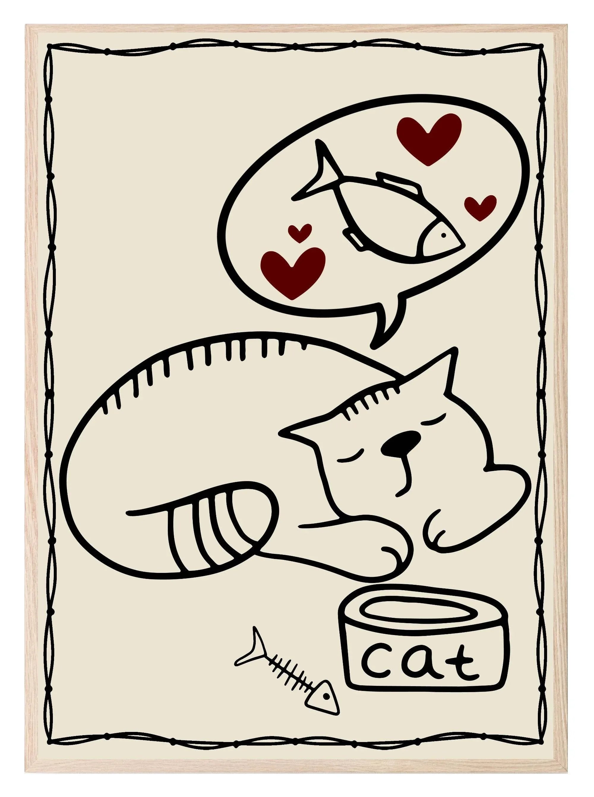 Cat Print | Sweet Dreams | Nursery Wall Art - Larosier Prints