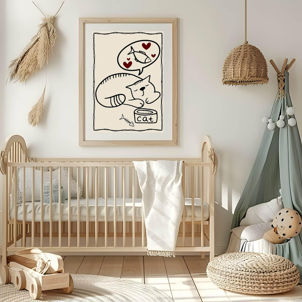 Cat Print | Sweet Dreams | Nursery Wall Art - Larosier Prints