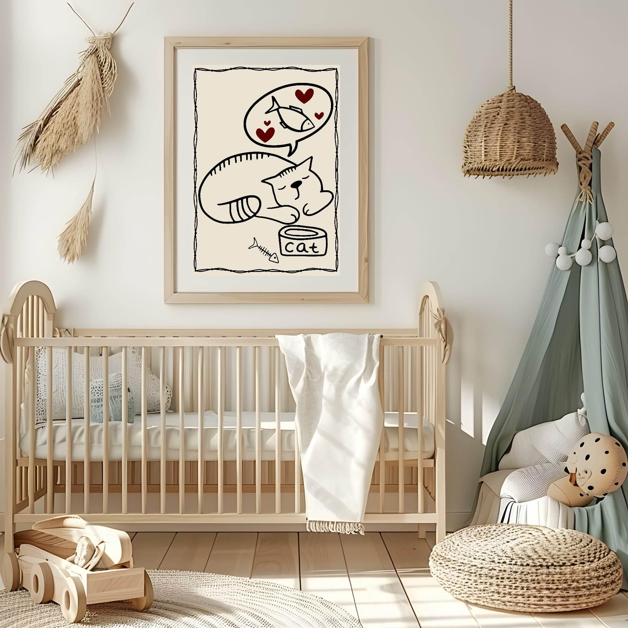Cat Print | Sweet Dreams | Nursery Wall Art - Larosier Prints