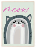 Cat Print | Meow | Nursery Wall Art - Larosier Prints