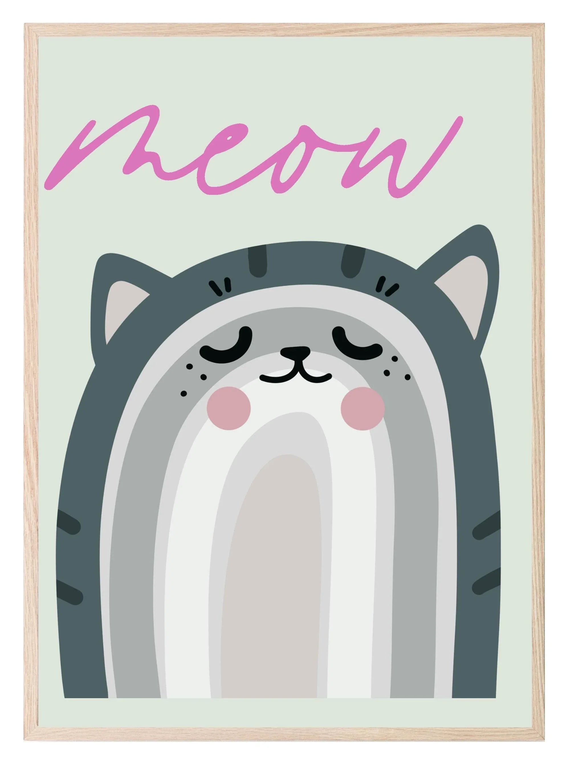 Cat Print | Meow | Nursery Wall Art - Larosier Prints