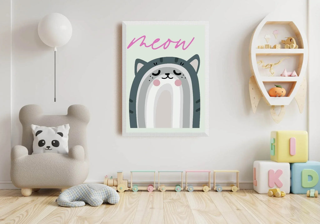 Cat Print | Meow | Nursery Wall Art - Larosier Prints