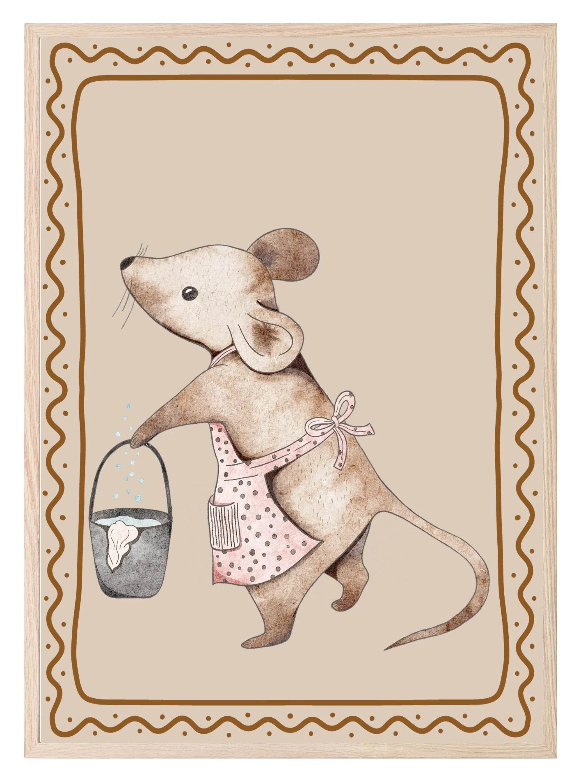 Mouse Print | Beige | Nursery Wall Art - Larosier Prints